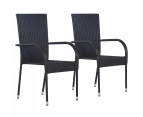 vidaXL Stackable Outdoor Chairs 2 pcs Poly Rattan Black