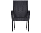 vidaXL Stackable Outdoor Chairs 2 pcs Poly Rattan Black