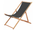 vidaXL Folding Beach Chair Fabric and Wooden Frame Grey