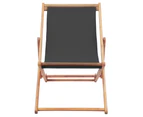 vidaXL Folding Beach Chair Fabric and Wooden Frame Grey