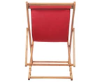 vidaXL Folding Beach Chair Fabric and Wooden Frame Red