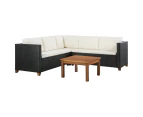 vidaXL 4 Piece Garden Lounge Set with Cushions Poly Rattan Black