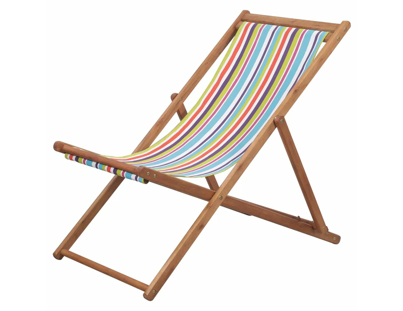 vidaXL Folding Beach Chair Fabric and Wooden Frame Multicolour