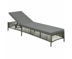 vidaXL Sun Lounger with Cushion Poly Rattan Grey