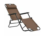 vidaXL Folding Sun Loungers 2 pcs with Footrests Steel Brown