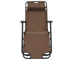 vidaXL Folding Sun Loungers 2 pcs with Footrests Steel Brown