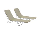 vidaXL Folding Sun Loungers 2 pcs Steel and Fabric Taupe