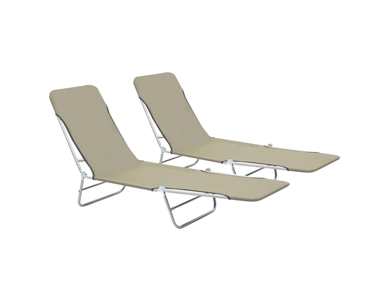 vidaXL Folding Sun Loungers 2 pcs Steel and Fabric Taupe