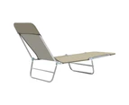 vidaXL Folding Sun Loungers 2 pcs Steel and Fabric Taupe