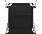 vidaXL Folding Sun Lounger with Roof Aluminium and Textilene Black