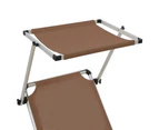 vidaXL Folding Sun Lounger with Roof Aluminium and Textilene Brown