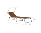 vidaXL Folding Sun Lounger with Roof Aluminium and Textilene Brown