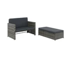 2 Piece Garden Lounge Set with Cushions Poly Rattan Grey