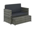 2 Piece Garden Lounge Set with Cushions Poly Rattan Grey