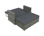 2 Piece Garden Lounge Set with Cushions Poly Rattan Grey