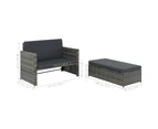 2 Piece Garden Lounge Set with Cushions Poly Rattan Grey