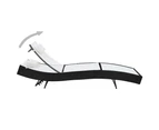 Sun Lounger with Pillow Poly Rattan Black