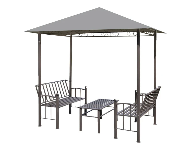 vidaXL Garden Pavilion with Table and Benches 2.5x1.5x2.4 m Anthracite