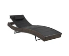 vidaXL Sun Lounger Poly Rattan and Textilene Brown