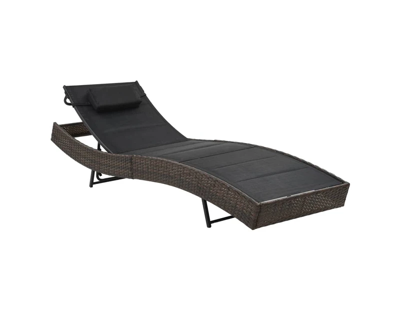 vidaXL Sun Lounger Poly Rattan and Textilene Brown