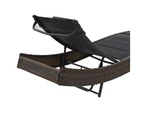 Sun Lounger Poly Rattan And Textilene - Brown