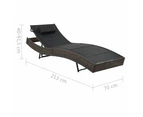 vidaXL Sun Lounger Poly Rattan and Textilene Brown