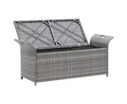 vidaXL Storage Bench with Cushion Grey 138 cm Poly Rattan