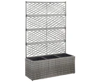 vidaXL Trellis Raised Bed with 3 Pots 83x30x130 cm Poly Rattan Grey