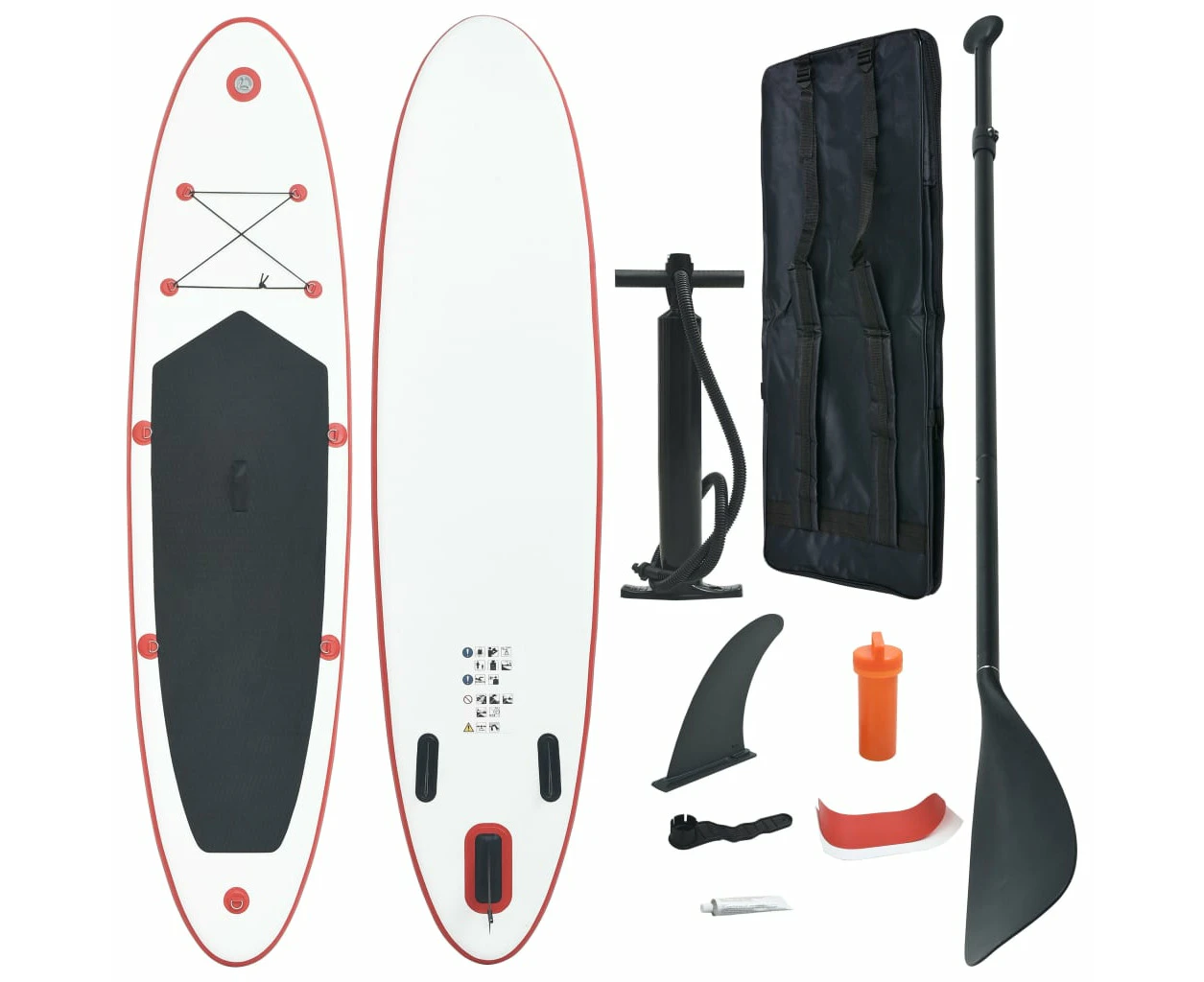 vidaXL Inflatable Stand Up Paddleboard Set Red and White