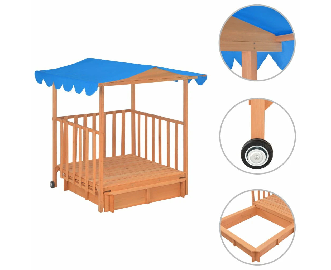 vidaXL Kids Playhouse with Sandbox Fir Wood Blue UV50