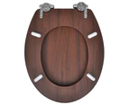 vidaXL WC Toilet Seat MDF Soft Close Lid Simple Design Brown