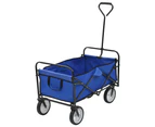 vidaXL Folding Hand Trolley Steel Blue