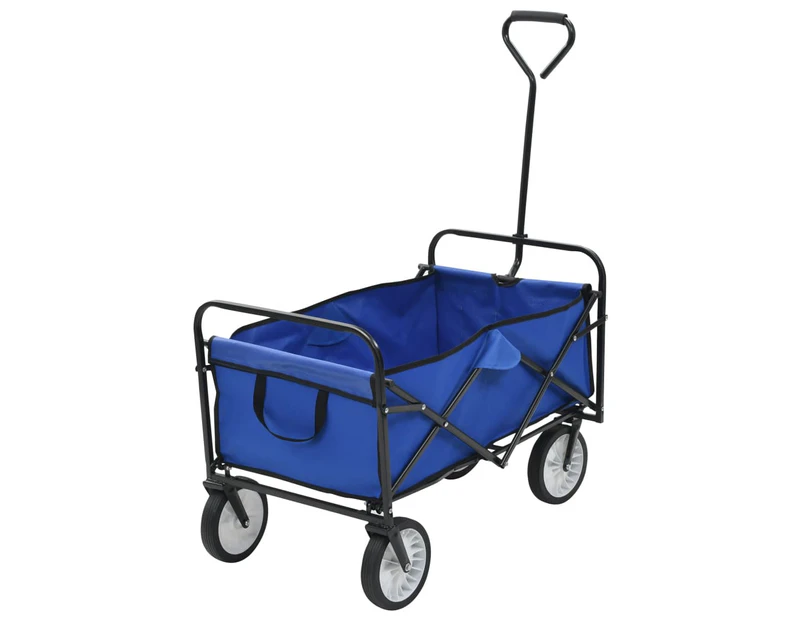 vidaXL Folding Hand Trolley Steel Blue