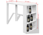 vidaXL Bar Table MDF with Wine Rack High Gloss White