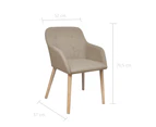 vidaXL Dining Chairs 2 pcs Beige Fabric and Solid Oak Wood