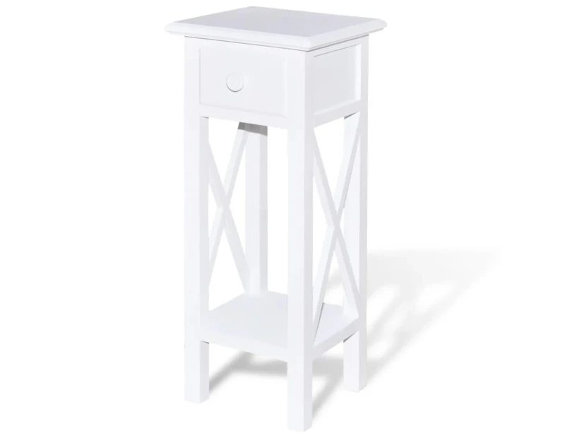 Side Table With Drawer - White