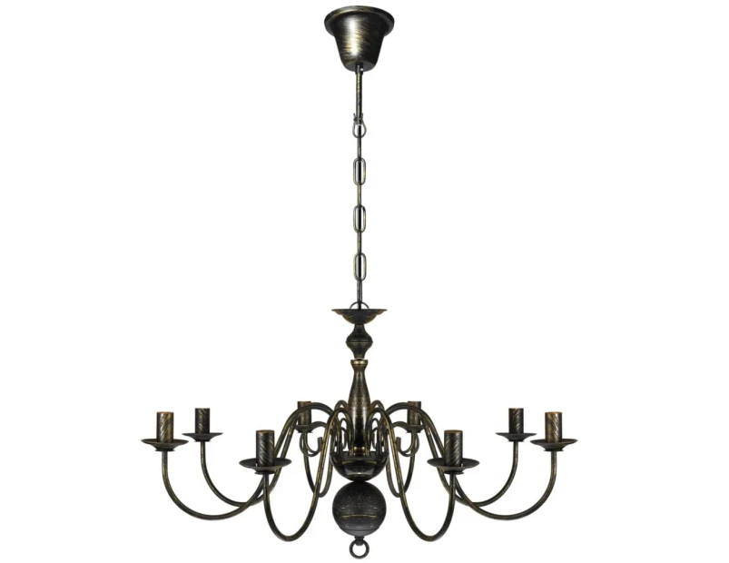 vidaXL Antique Black Metal Chandelier 8 x E14 Bulbs