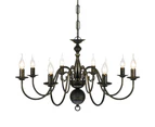 vidaXL Antique Black Metal Chandelier 8 x E14 Bulbs