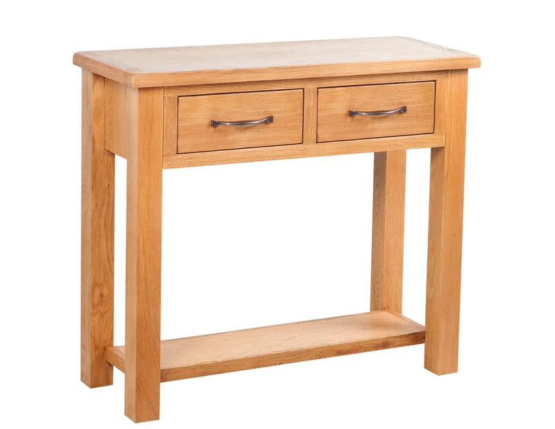 vidaXL Console Table with 2 Drawers 83x30x73 cm Solid Oak Wood