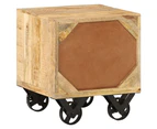 vidaXL Side Table with Drawer Wheels Mango Wood 40x40x45 cm