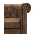 L-shaped Chesterfield Sofa Artificial Suede Leather Brown