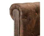 L-shaped Chesterfield Sofa Artificial Suede Leather Brown