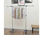 vidaXL Adjustable Clothes Rack Stainless Steel 165x44x150 cm Silver