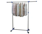 vidaXL Adjustable Clothes Rack Stainless Steel 165x44x150 cm Silver
