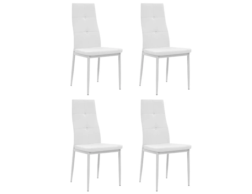 vidaXL Dining Chairs 4 pcs White Faux Leather