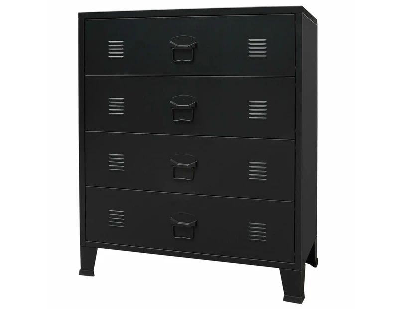 vidaXL Chest of Drawers Metal Industrial Style 78x40x93 cm Black