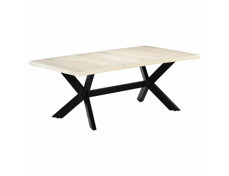 Dining Table White 200x100x75 cm Solid Mango Wood