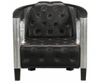 Aviator Armchair Black Real Leather