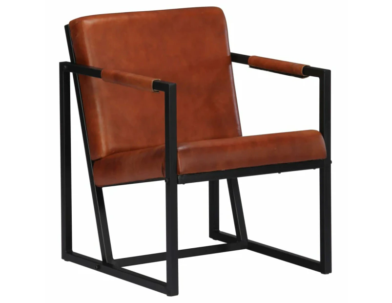 vidaXL Armchair Brown Real Leather