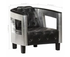 Aviator Armchair Black Real Leather